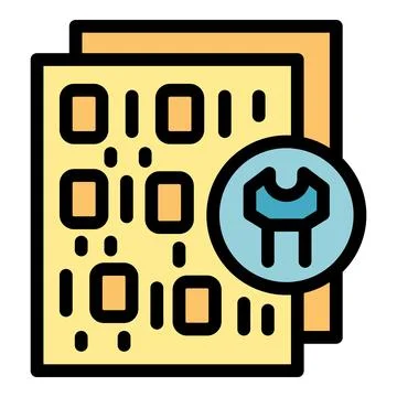 Digital file showing binary code being repaired with wrench icon Stock Illustration