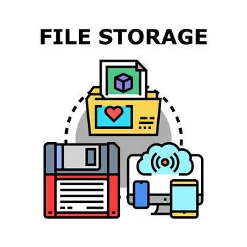 Digital file storage systems and cloud computing concept Stockillustratie