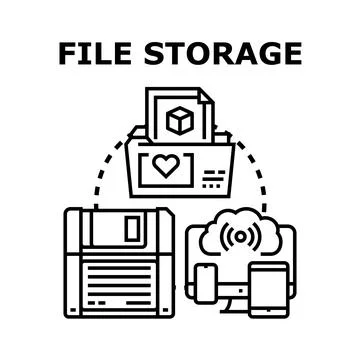 Digital file storage systems and cloud computing concept Stock Illustration