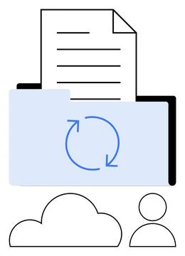 Digital file synchronization process - document inside folder with cloud st.. Stockillustratie