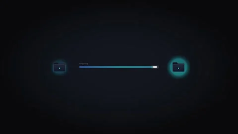 Digital file transfer animation: data copying progress bar with folder 動画素材 337552563