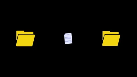 Digital File Transfer Animation: Document Moving Between Two Yellow Folders Stock Footage 340108259
