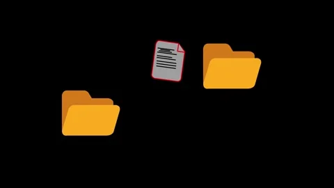 Digital file transfer animation: moving document between folders for data m.. Vidéo 334701072