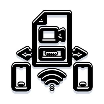 Digital file transfer between mobile devices 库存插图