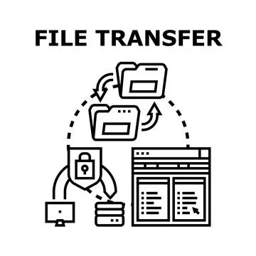 Digital file transfer, data sharing, cloud computing, network security 스톡 일러스트