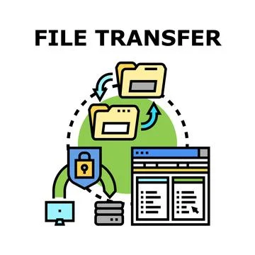 Digital file transfer, data sharing, cloud computing, network security イラスト素材