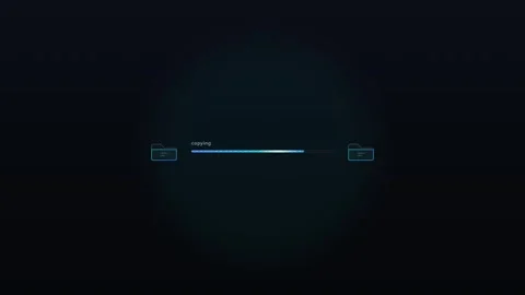 Digital file transfer progress bar animation with copying process on dark b.. Stock Footage 337552539