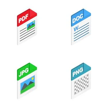 Digital file type icons representing common document formats Stock Illustration