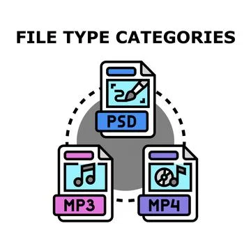 Digital file types categorizing user data concept Stock Illustration