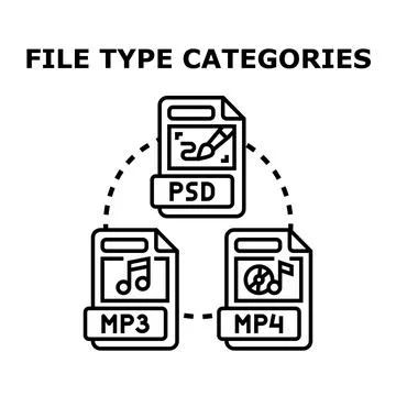 Digital file types categorizing user data concept Stock Illustration