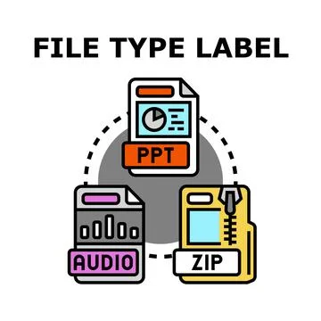 Digital file types, data organization, and information management concept Stock Illustration