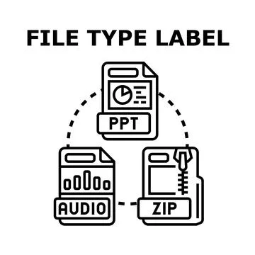 Digital file types, data organization, and information management concept 库存插图
