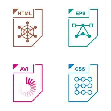 Digital file types icons representing programming and media Ilustração Stock