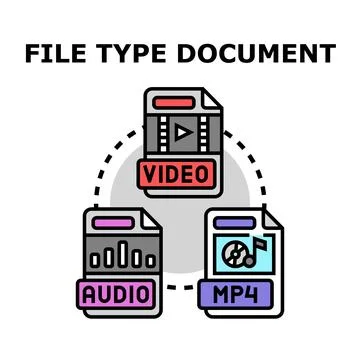 Digital file types including video, audio, and mp4 formats 스톡 일러스트