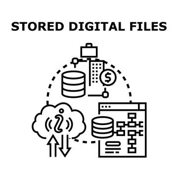 Digital files storing and managing data infrastructure Stock Illustration