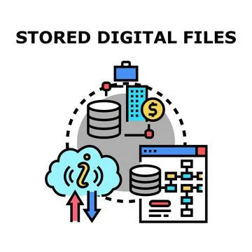 Digital files storing and managing data infrastructure Stock Illustration