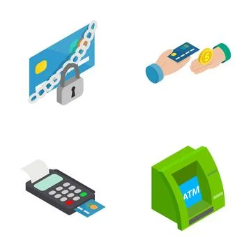 Digital finance and payment operations with isometric icons Stock Illustration