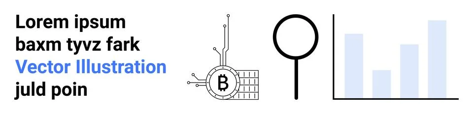 Digital finance, blockchain, data analysis, cryptocurrency trends, market res Illustrazione stock