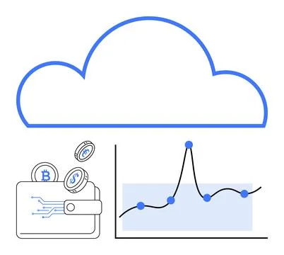 Digital Finance Cloud Integration with Cryptocurrency and Data Analytics fo.. Stock Illustration