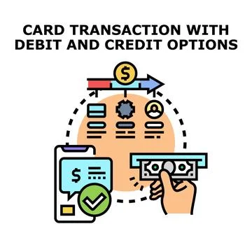 Digital finance processing payment transaction with options Stock Illustration