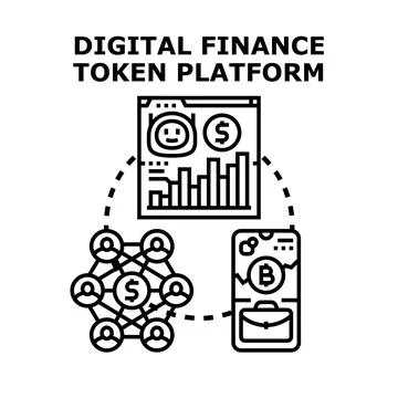 Digital finance token platform blockchain network concept Stock Illustration