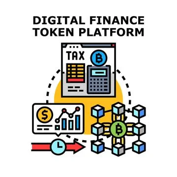 Digital finance token platform icon concept vector Stock Illustration