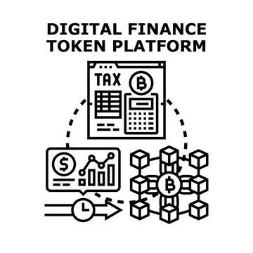 Digital finance token platform icon concept vector Stock Illustration