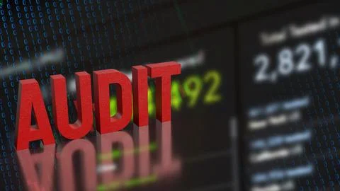 Digital Financial Audit Risk Concept with Data Visualization Background 3d .. Stock-Illustration
