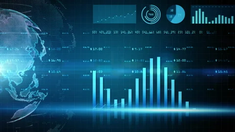 Digital financial chart bars, Financial investment trends around the world, B Stock Footage 143621979