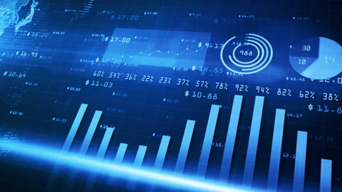 Digital financial chart bars, Financial investment trends around the world, B Video stock 143622015