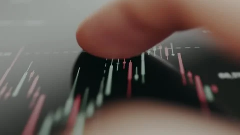 Digital financial chart showing candlestick patterns Stockbeeldmateriaal 330250386