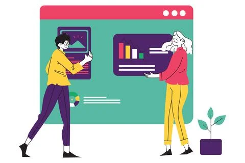 Digital Financial Dashboard and Technology Data Analysis Illustration Stock Illustration