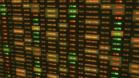 A Digital Financial Dashboard Displaying Stock Market Data with Green and Red Stock Footage 341526813