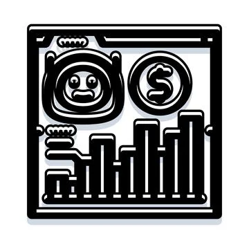 Digital financial data analysis on display screen Stock Illustration