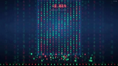 Digital financial data stream with fluctuating percentage numbers and binary Stock-Footage 343446519