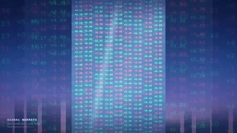 Digital financial data stream with scrolling stock market numbers and trading Stock Footage 343866408