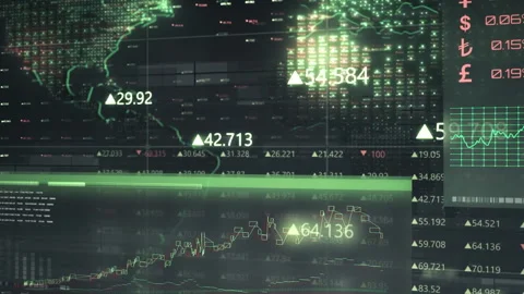 Digital financial data visualization with graphs and currency rates Vidéo 328279325