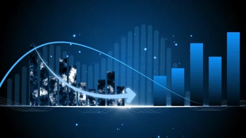 Digital financial data visualization with trends animation Stock Footage 327857135