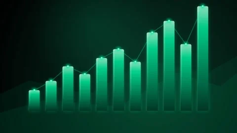 Digital Financial Growth Bar Chart with Rising Trends. Stock Footage 341775425