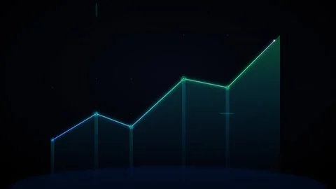 Digital financial growth chart: rising stock market graph with hud interfac.. Stock Footage 344863316