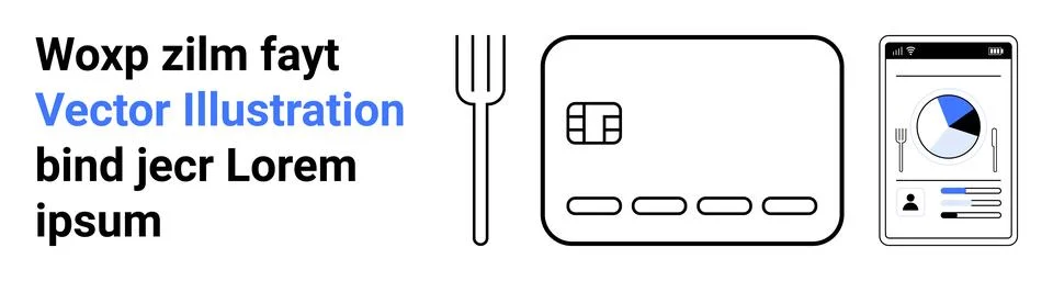 Digital Financial Management Elements Including Credit Card, Mobile App, an.. Stockillustratie