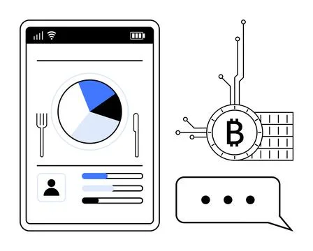 Digital Financial Management Interface with Cryptocurrency Element 스톡 일러스트