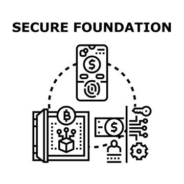 Digital financial security protecting crypto assets and online transactions Stock Illustration