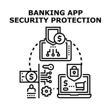 Digital financial security protection system safeguarding online banking tran Stock Illustration