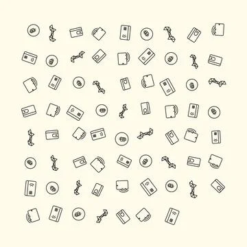 Digital Financial Transaction Icon Pattern Featuring Payment Symbols and Wa.. Stock Illustration