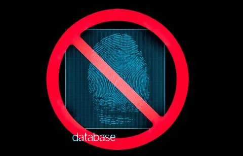 Digital fingerprint access denied concept. biometric data security, cybersecu Stock Illustration