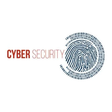 Digital fingerprint and binary one and zero digits in circle around it. cyber Stockillustratie