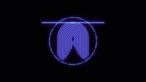 Digital fingerprint biometric scan animation, neon cyber security identific.. Stock Footage 344861971