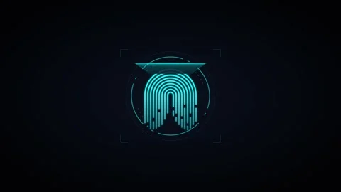 Digital fingerprint biometric scanner hud animation for cybersecurity and d.. Stock Footage 337559950
