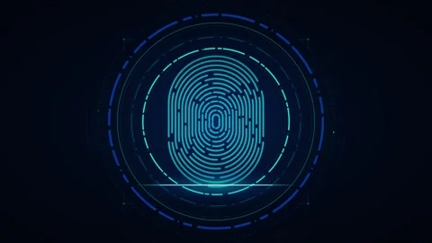 Digital fingerprint biometric scanner hud animation for cybersecurity and d.. Stock Footage 337559978